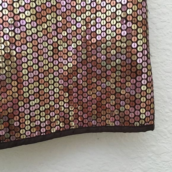 EXPRESS Brown & Pinky-Gold Sequined Mini Skirt 7/8 - Picture 4 of 7